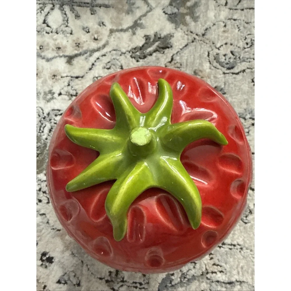 Vintage Ceramic Red Strawberry Cookie Jar Gorgeous 10